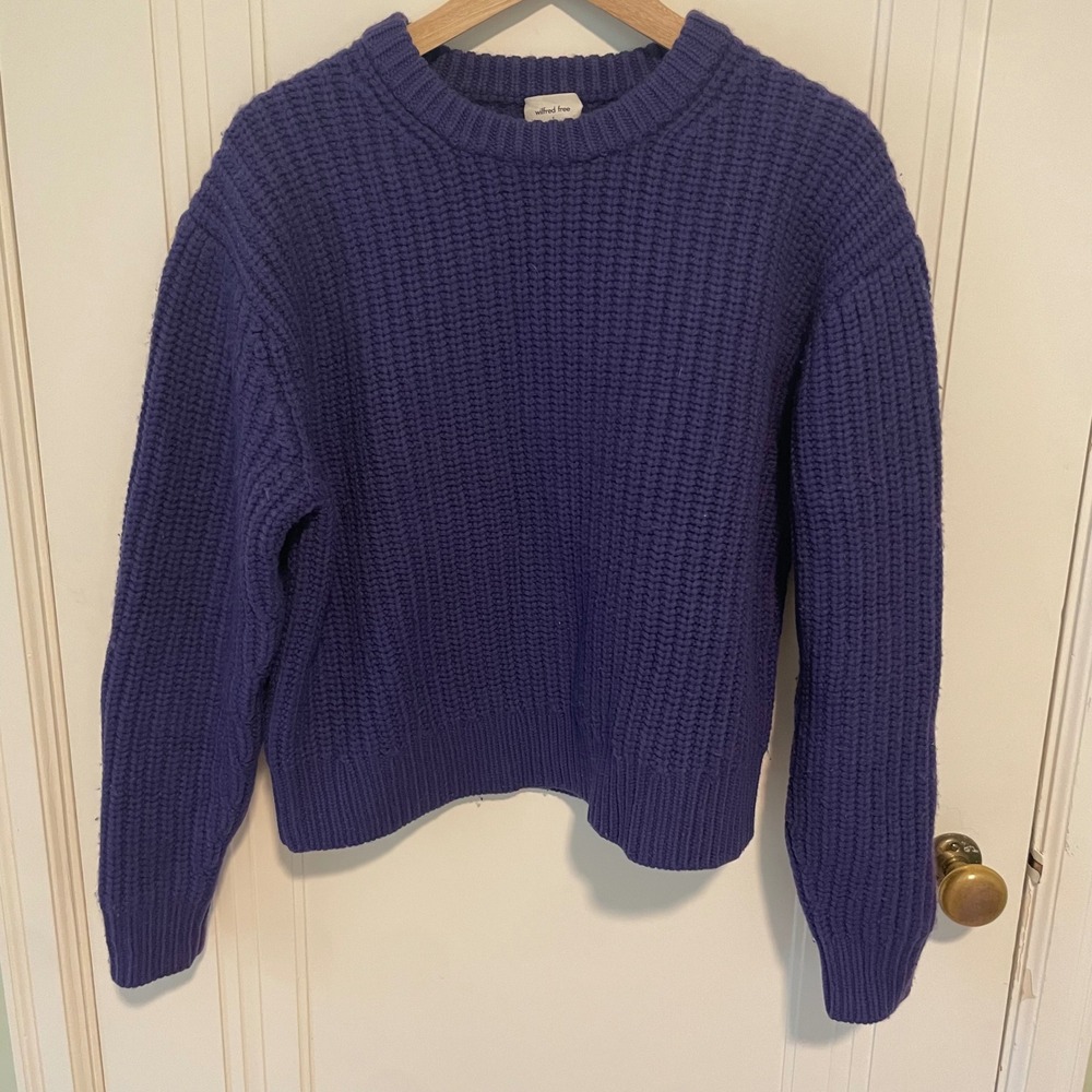 Aritzia Wilfred Free Purple Wool Crewneck Sweater Small